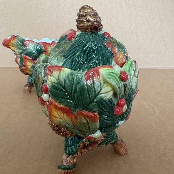 Fitz & Floyd Christmas Lodge Holly Pinecone Sugar Creamer - Picture 10 of 16